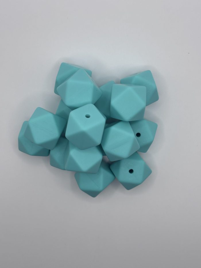 17mm teal hexagon beads