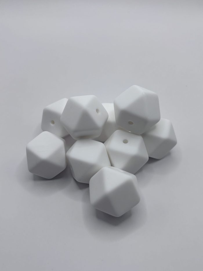 Silicone 17mm White Hexagon Beads