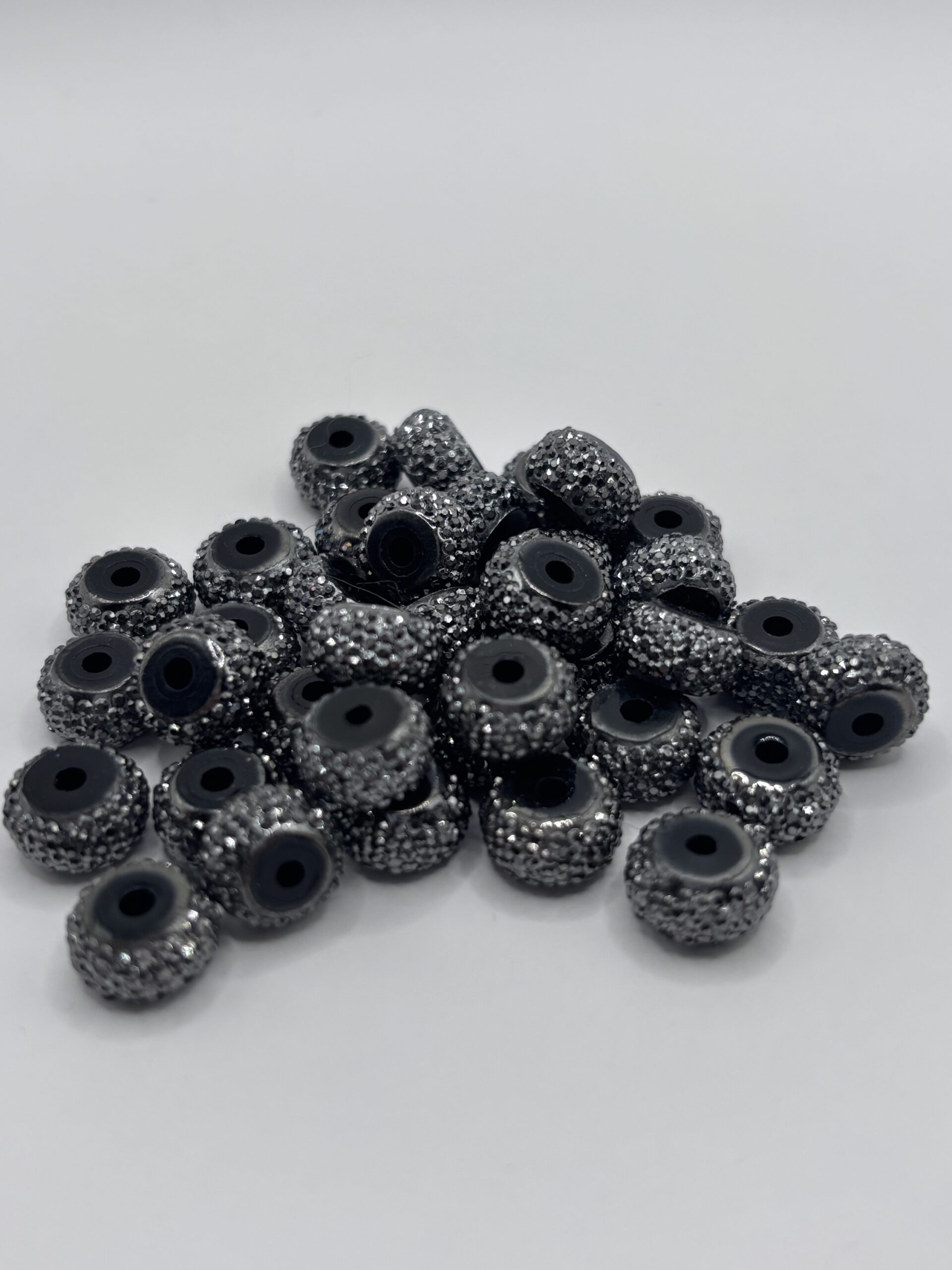 10mm black rhinestone spacer beads