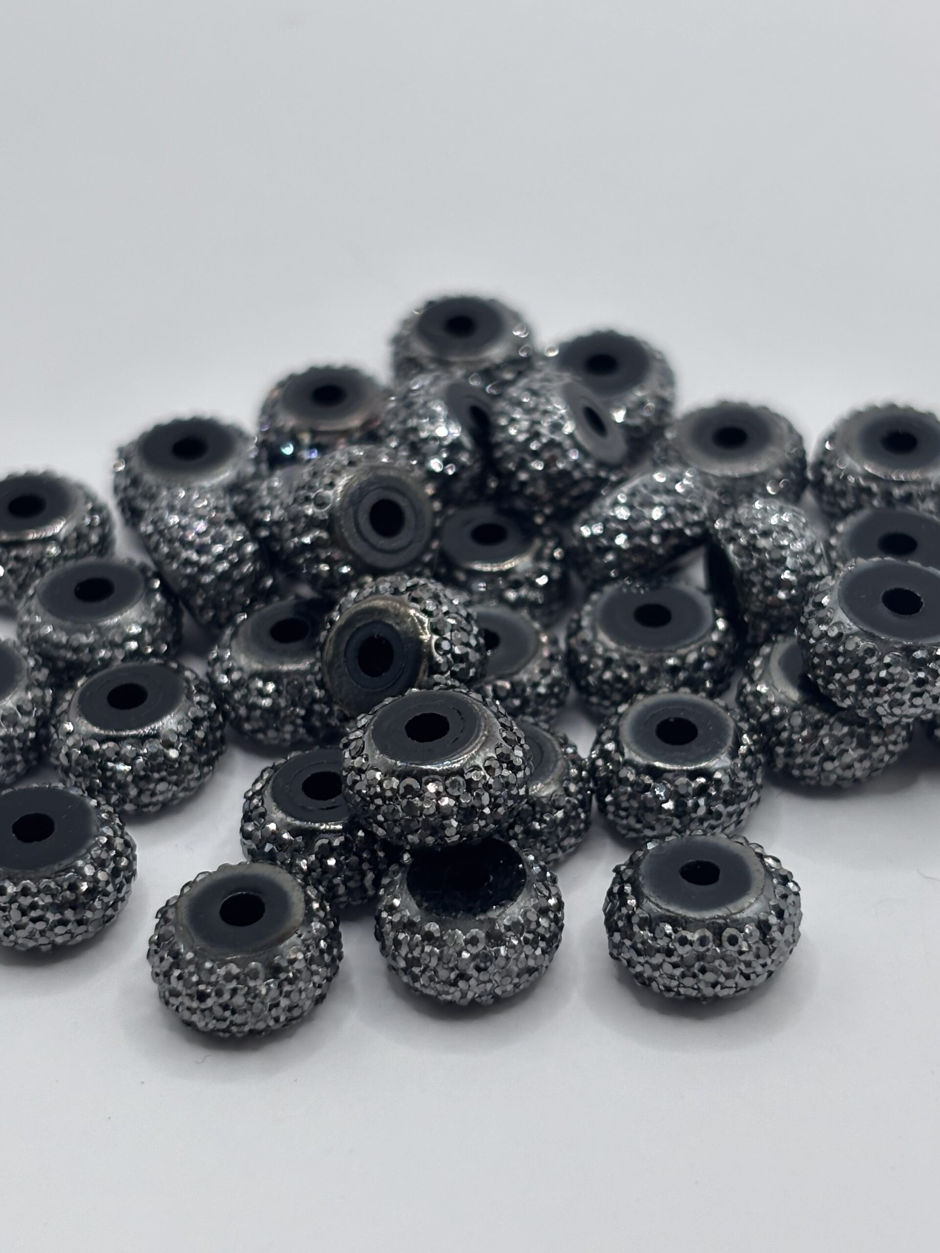 10mm black rhinestone spacer beads