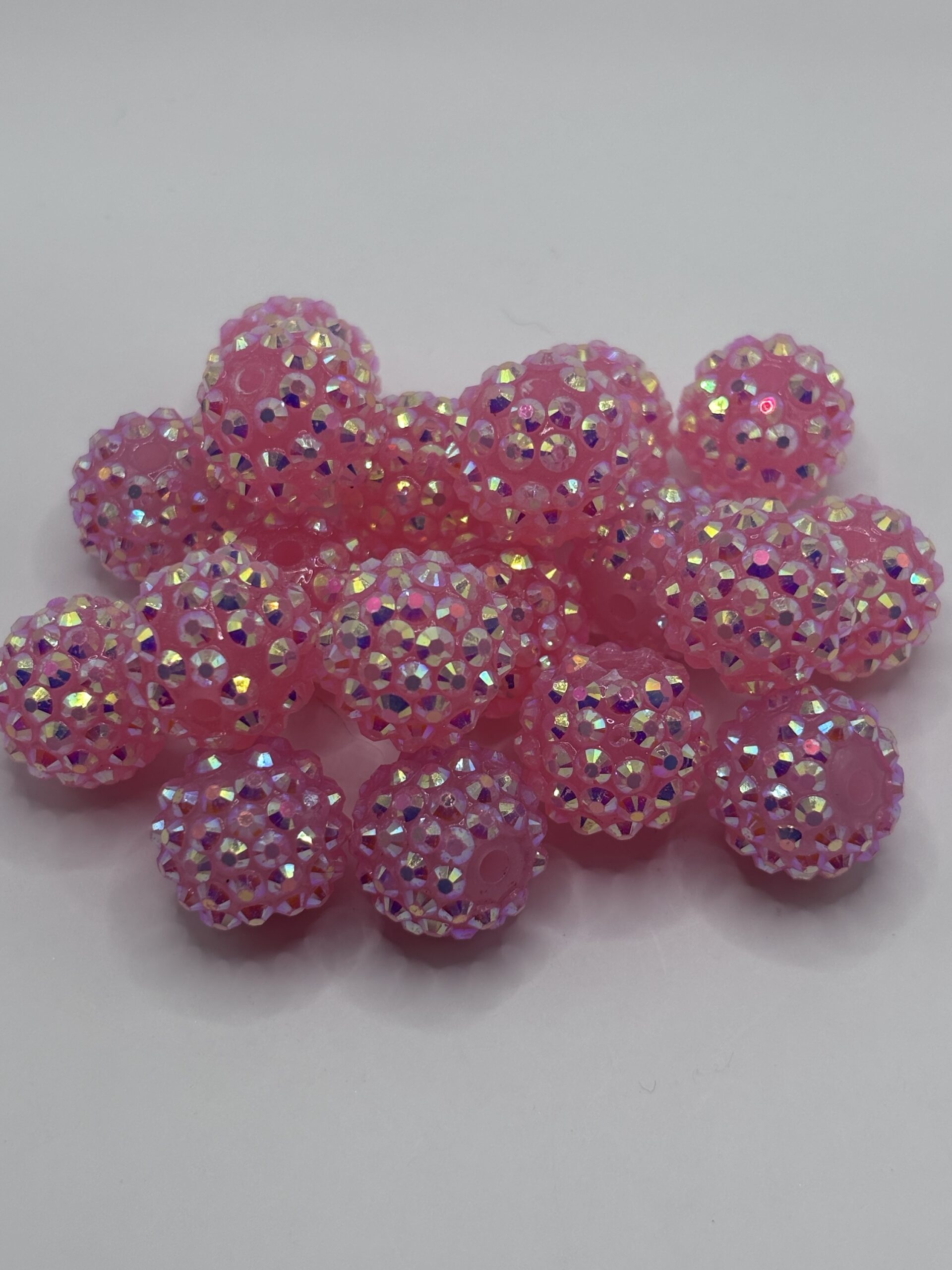 16mm Light Pink Rhinestone beads