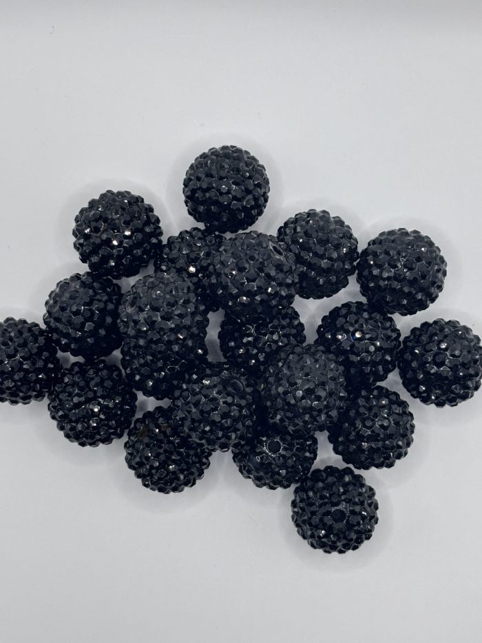 20mm black rhinestone beads