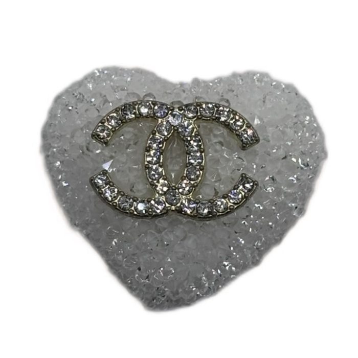 White heart rhinestone cc beads