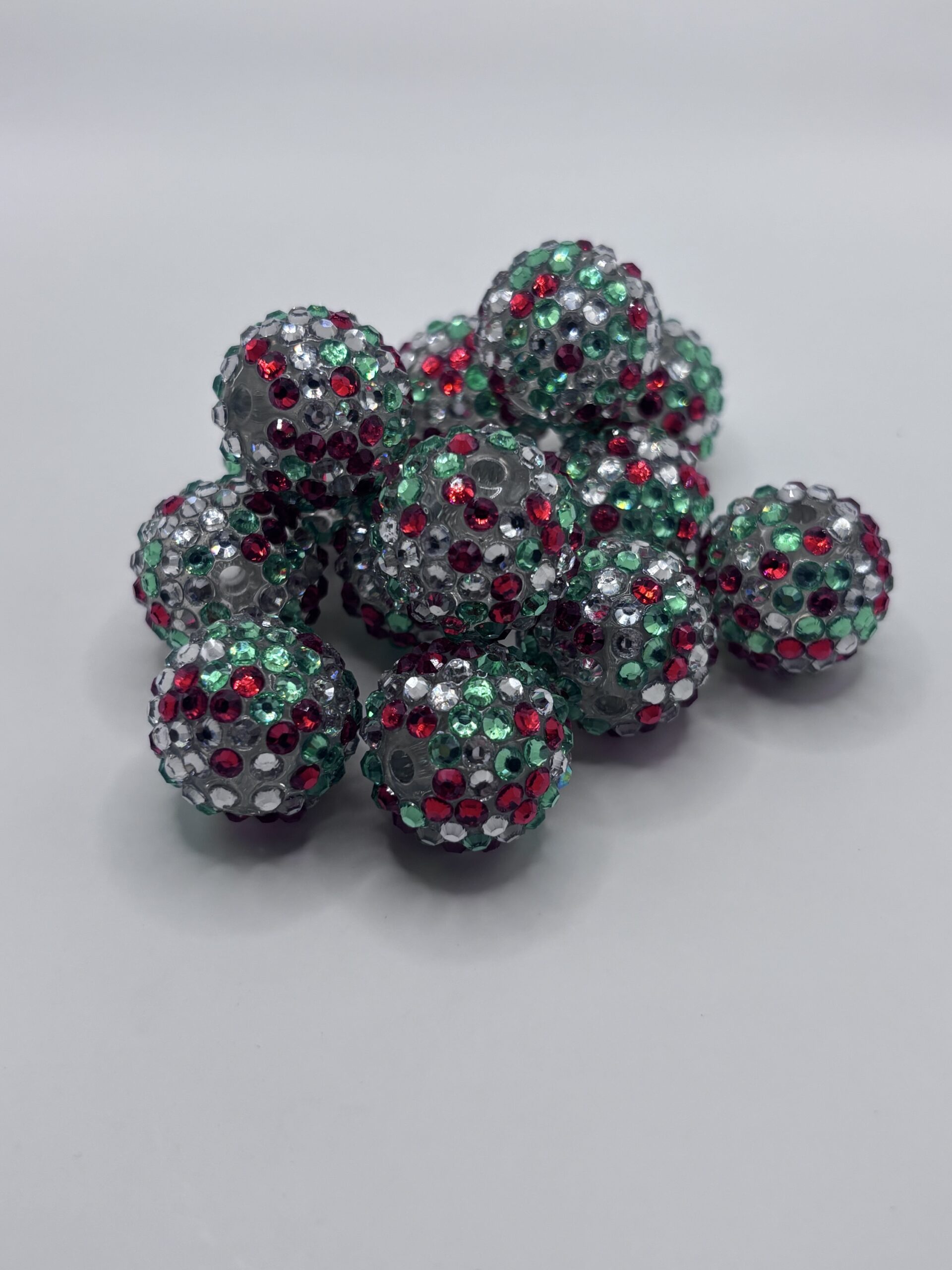 Dazzling 20mm Red and Green Rhinestone beads