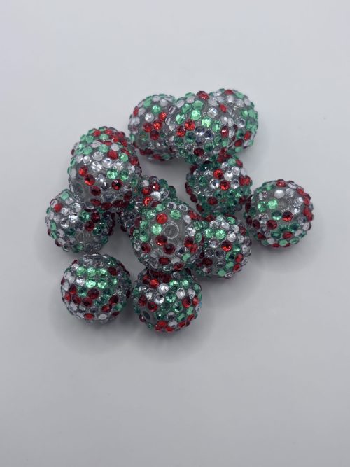 Dazzling 20mm Red and Green Rhinestone beads