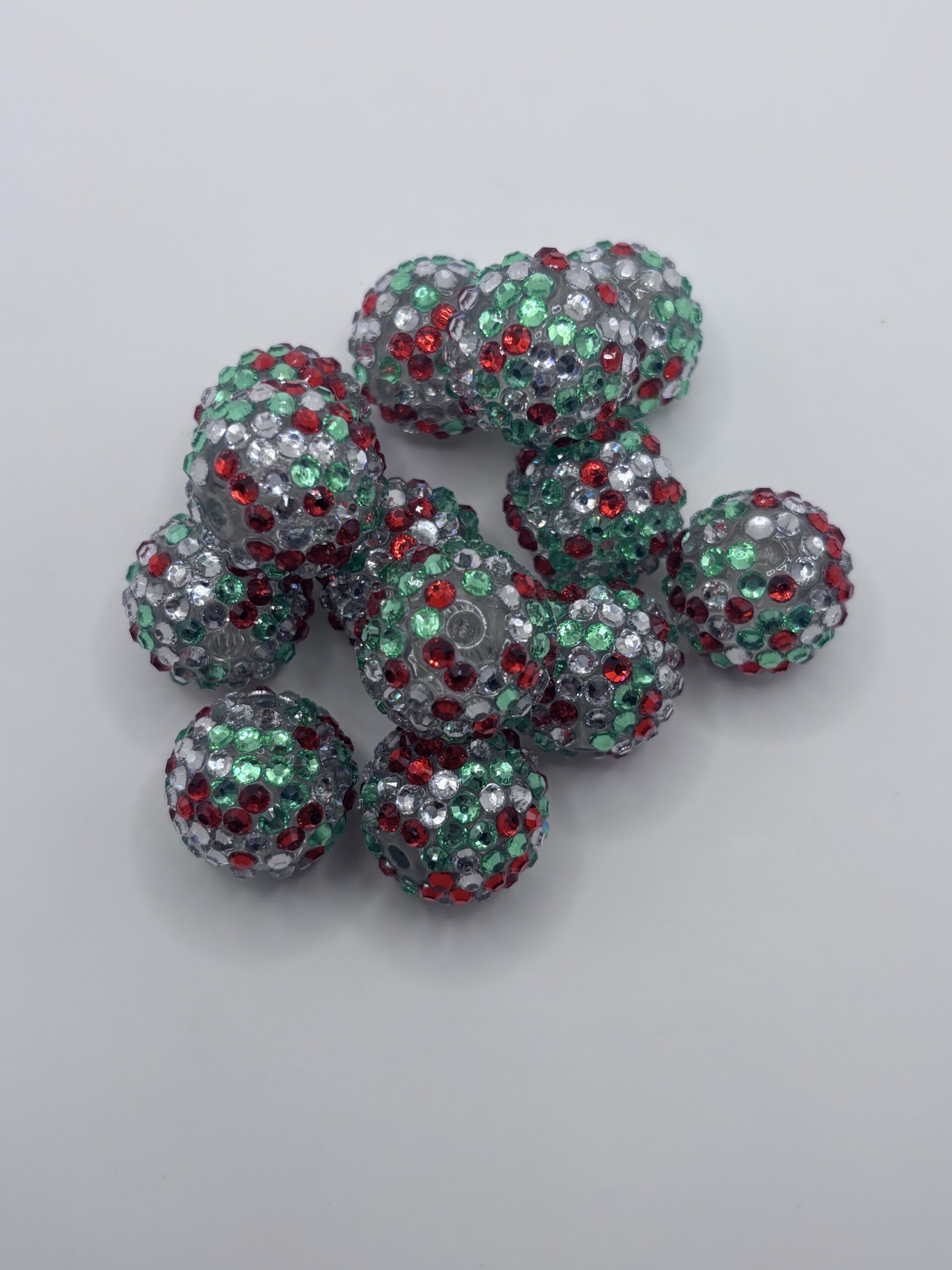 Dazzling 20mm Red and Green Rhinestone beads