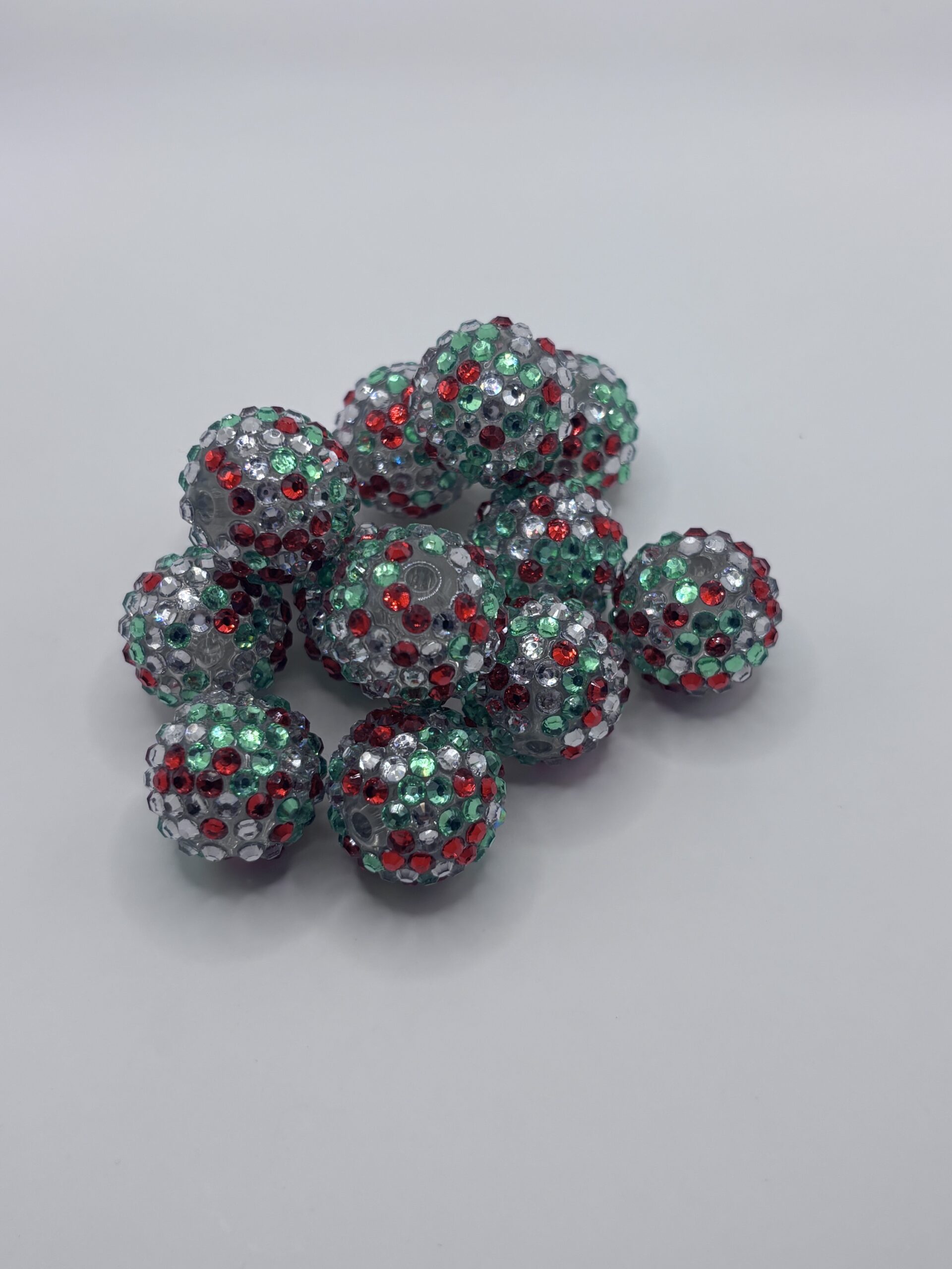 Dazzling 20mm Red and Green Rhinestone beads