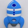 Silicone Blue Rocket Ship Teething Pendant