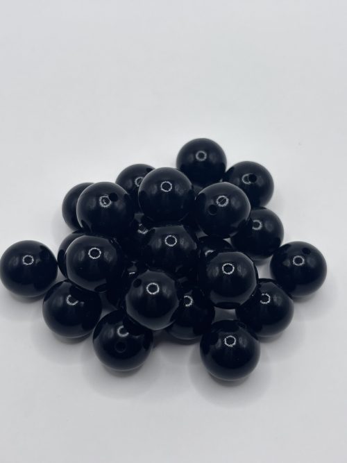 15mm glossy black silicone beads