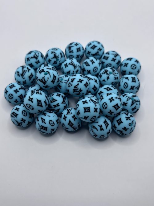 Silicone 15mm Round Teal LV beads