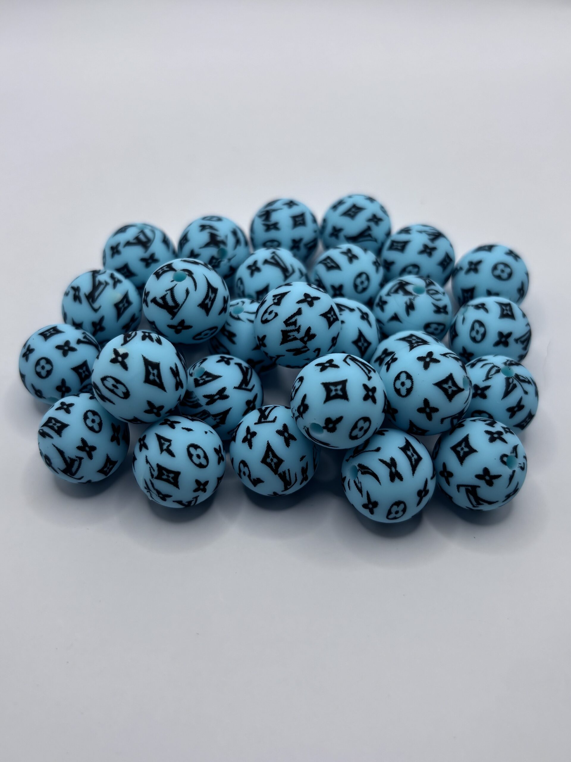 Silicone 15mm Round Teal LV beads