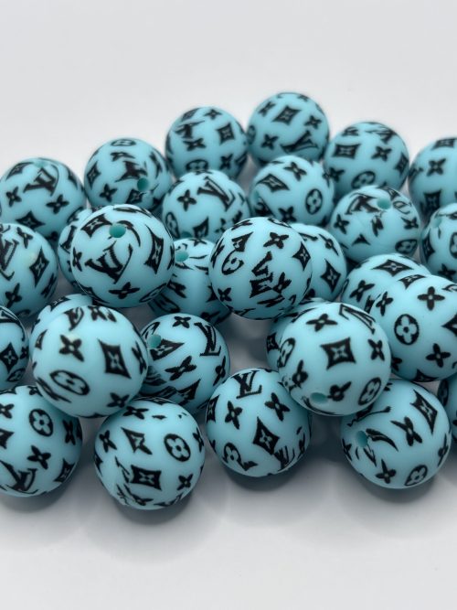 Silicone 15mm Round Teal LV beads