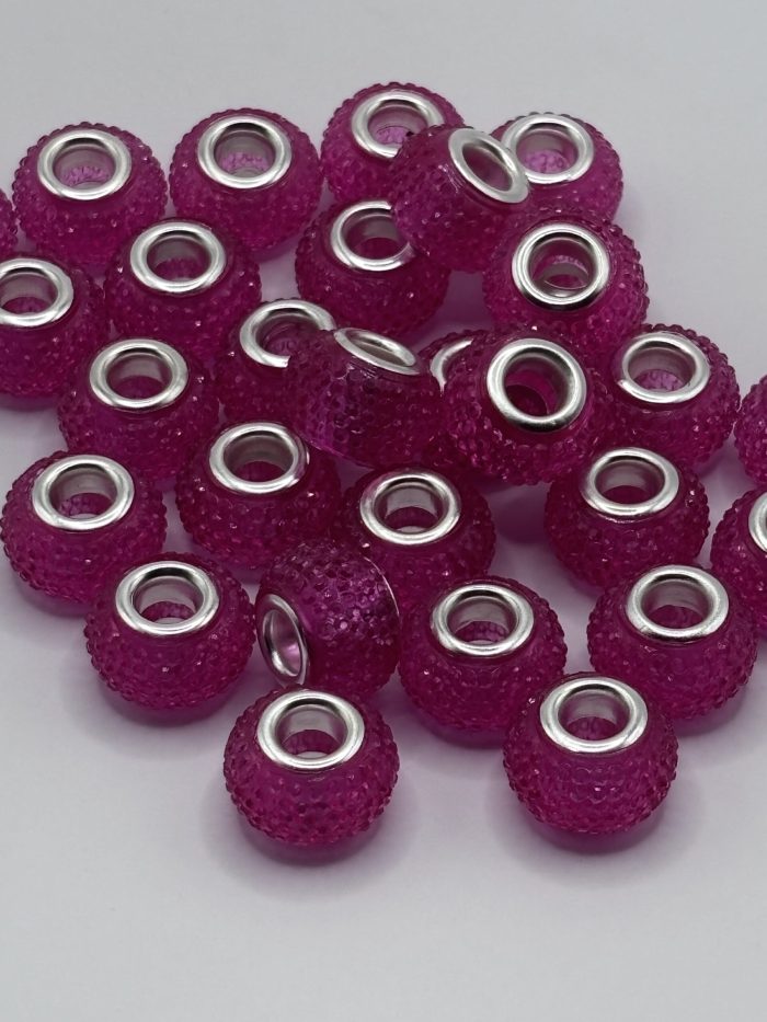 14mm Pink Rhinestone spacer Beads