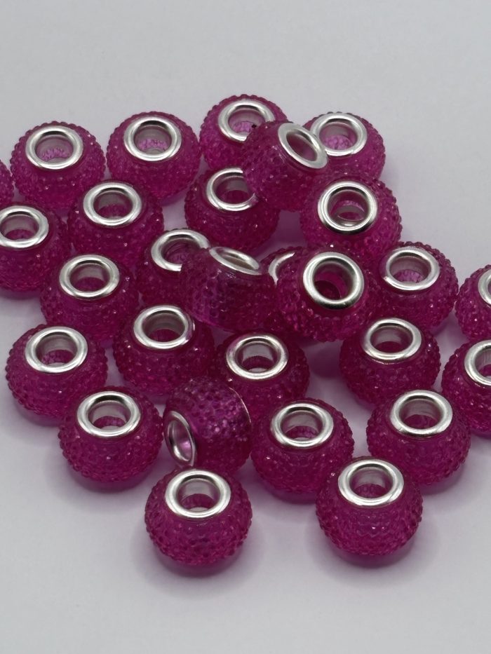 14mm Pink Rhinestone spacer Beads