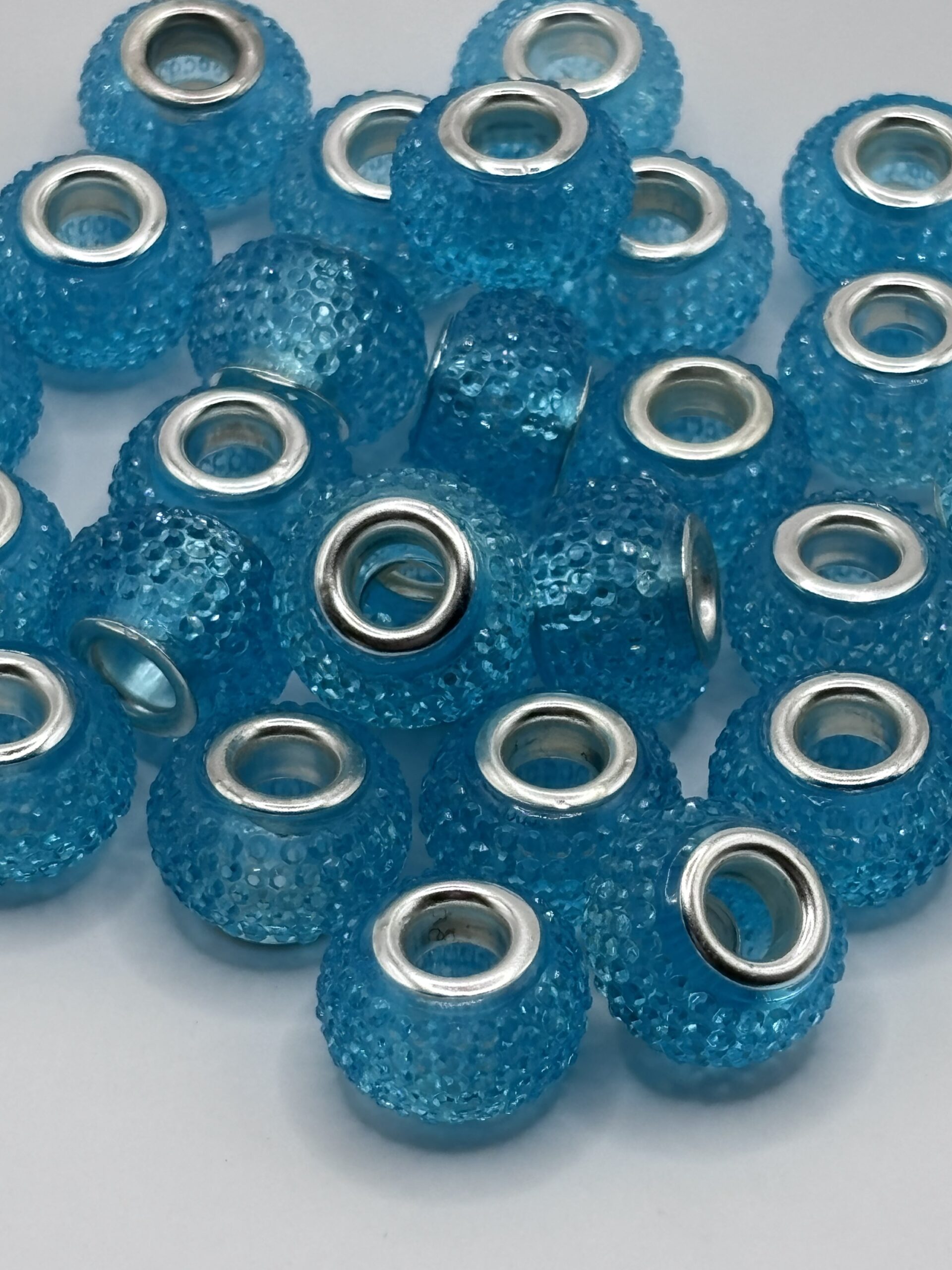 14mm teal rhinestone spacer beads