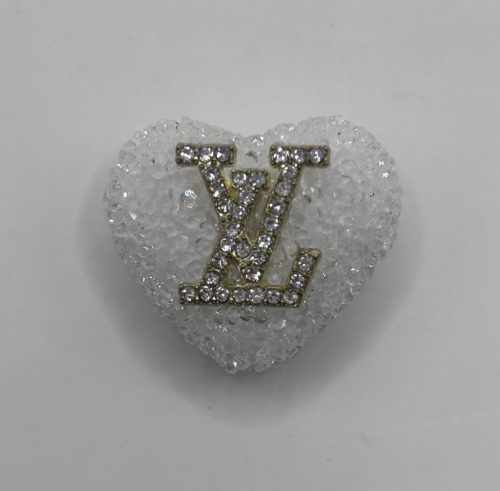 White Rhinestone Louis Vuitton Heart beads