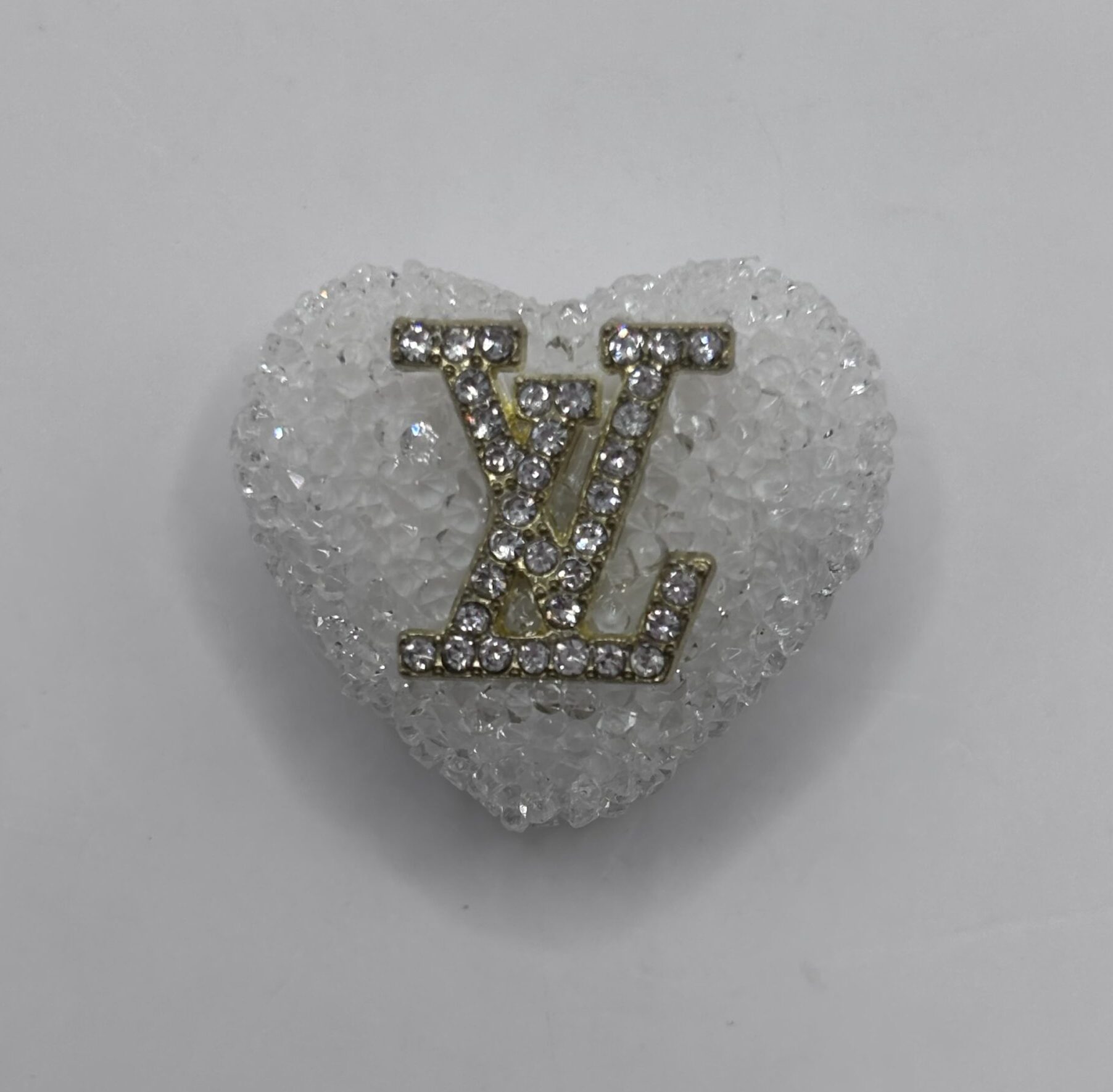 White Rhinestone Louis Vuitton Heart beads