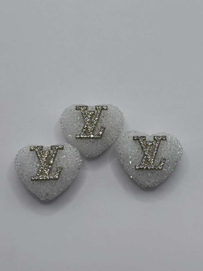 White Rhinestone Louis Vuitton Heart beads