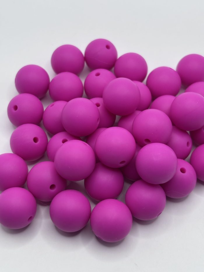 Silicone 15mm Hot Pink Round Beads