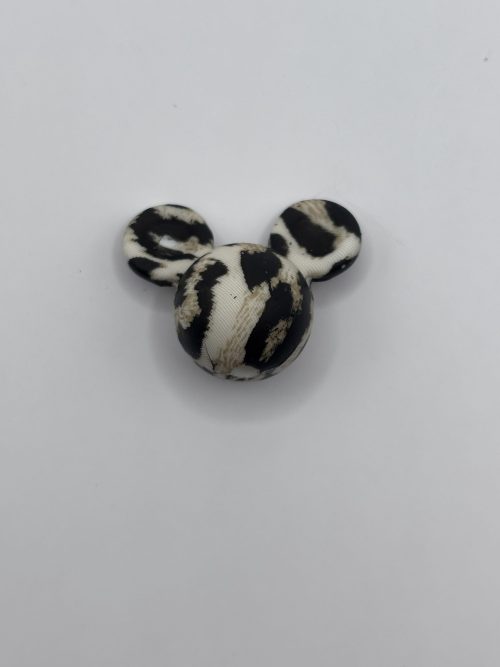 Silicone 12mm Creme Leopard Mickey Mouse Beads