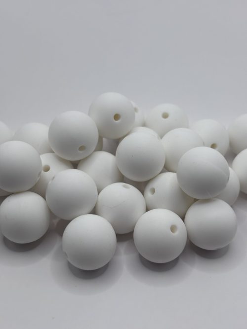 Silicone 15MM White Round Beads