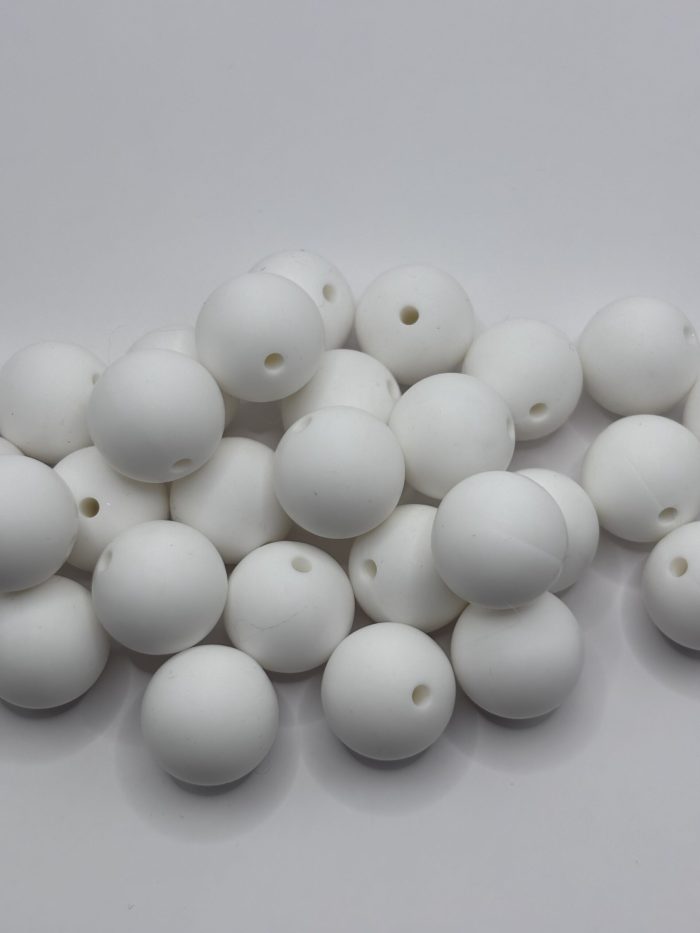 Silicone 15MM White Round Beads