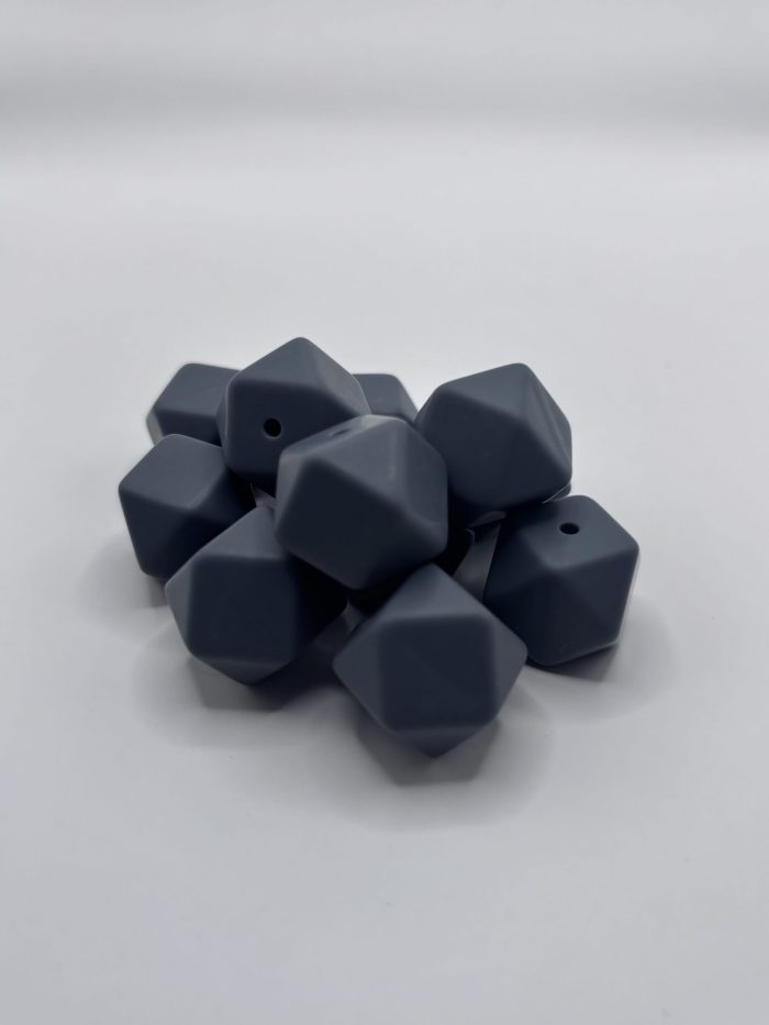 Silicone 17mm Grey Hexagon Beads