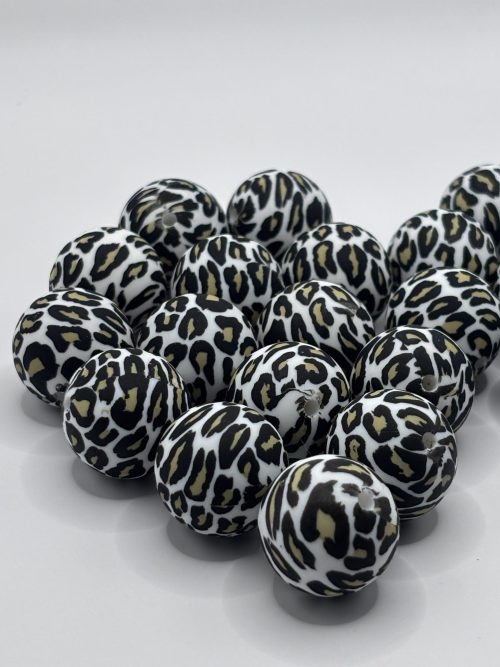 12mm white leopard beads