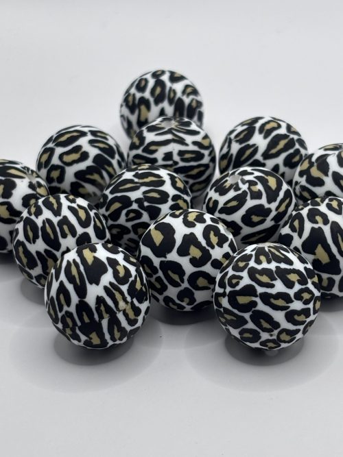 19mm white leopard beads