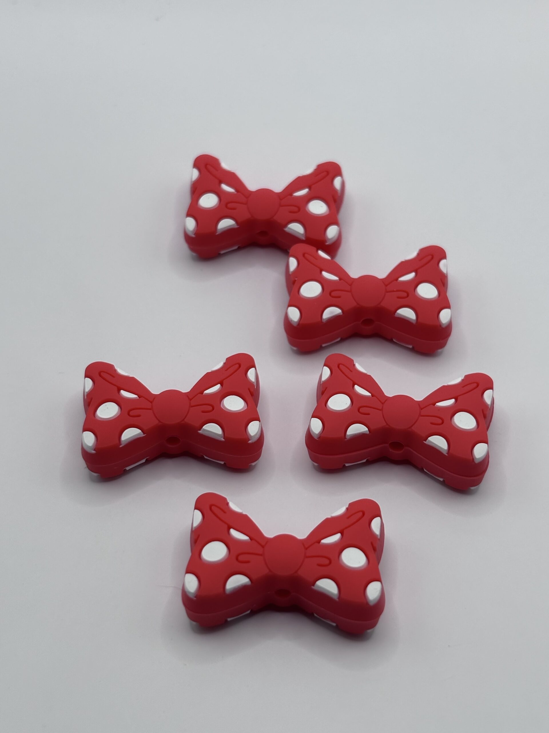 Silicone Red Minnie Mouse Bow Beads