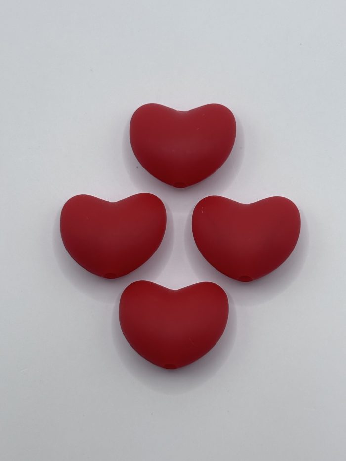 Silicone Big Red Heart Beads