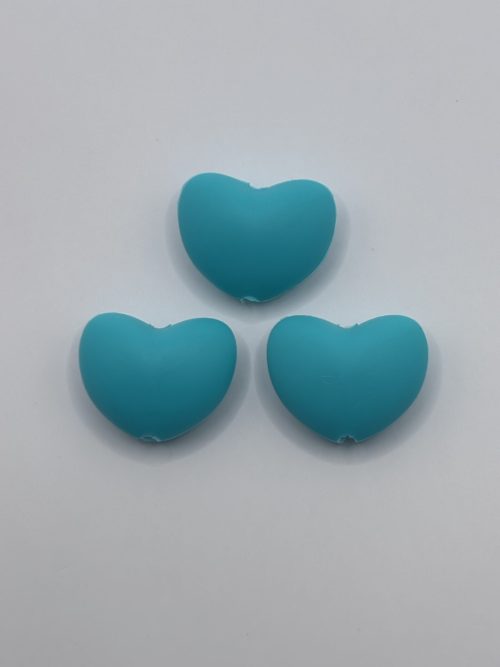 Silicone Teal Heart Beads