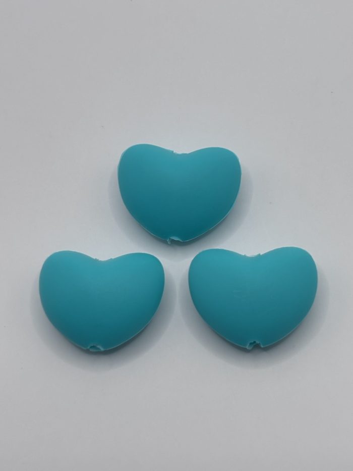 Silicone Teal Heart Beads