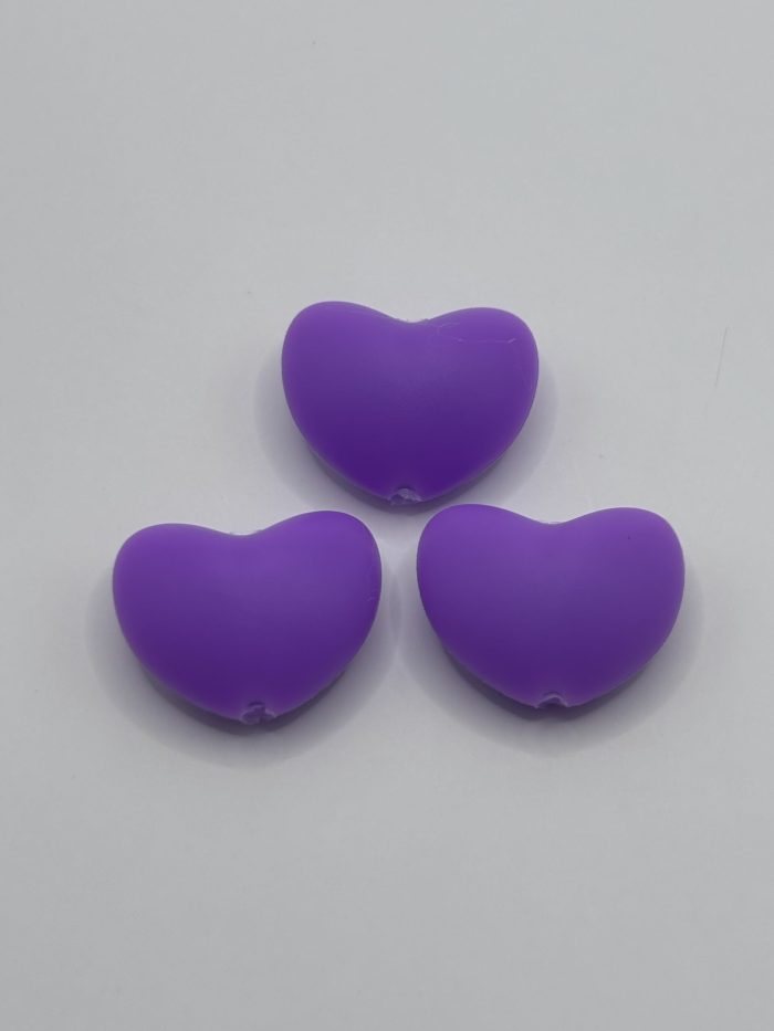 Silicone Big Purple Heart Beads