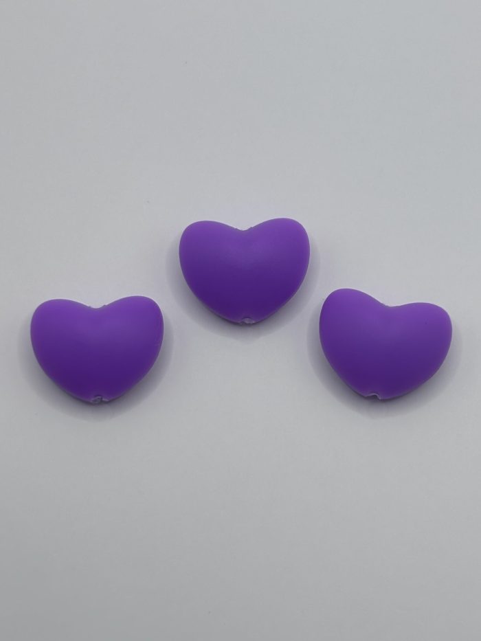 Silicone Big Purple Heart Beads