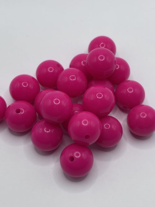 Silicone 15mm Glossy hot pink beads