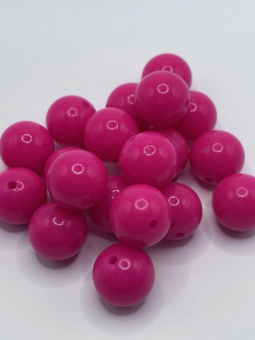 Silicone 15mm Glossy hot pink beads