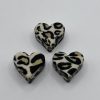 Silicone Creme Leopard Print heart Bead