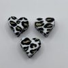 silicone white leopard heart beads