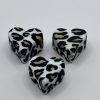 silicone white leopard heart beads