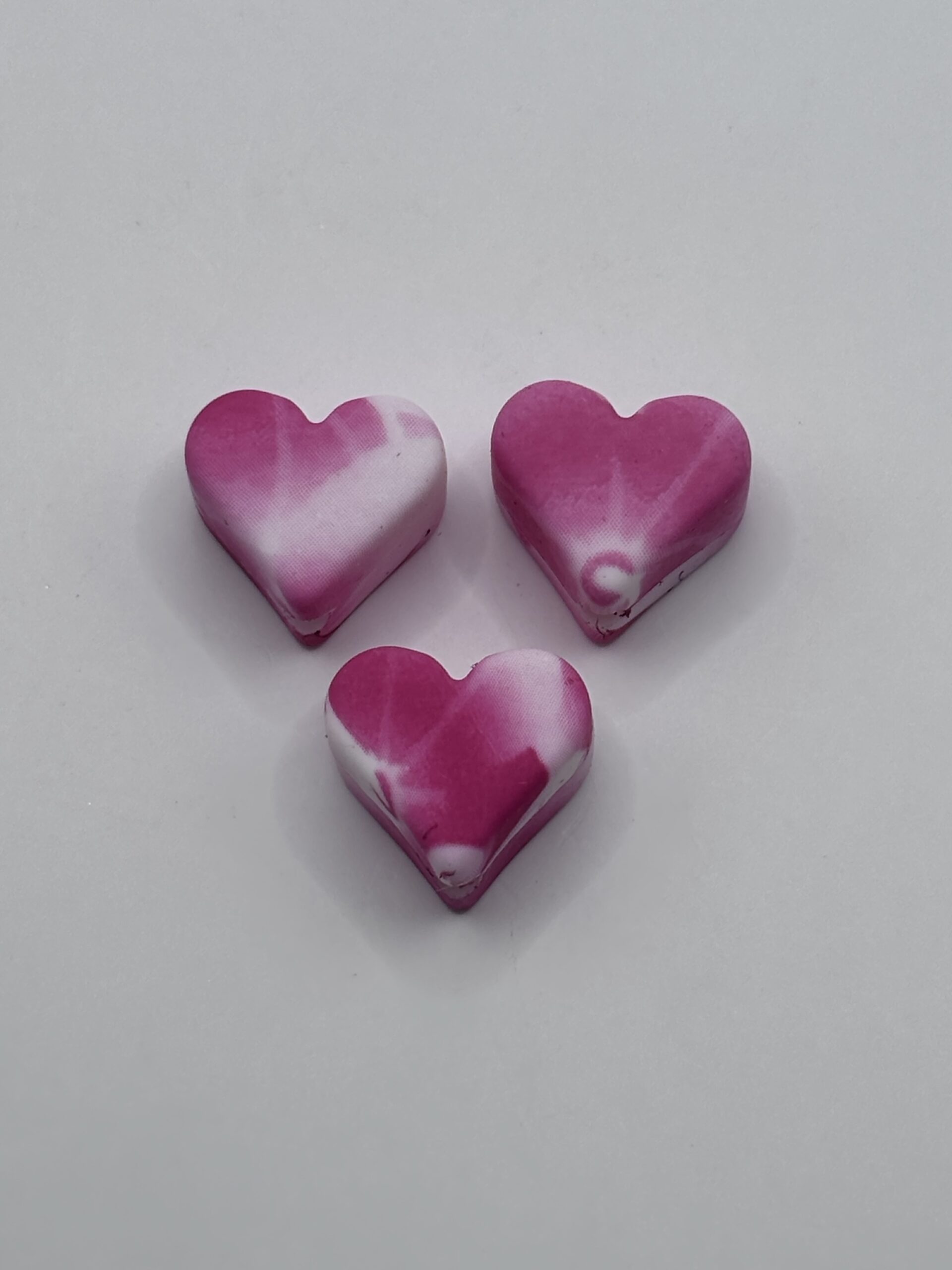 Silicone Small Pink Printed Heart Beads