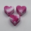 Silicone Small Pink Printed Heart Beads