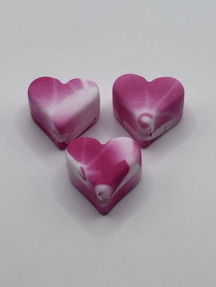 Silicone Small Pink Printed Heart Beads