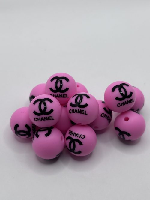 Silicone 15mm Round Pink Chanel beads