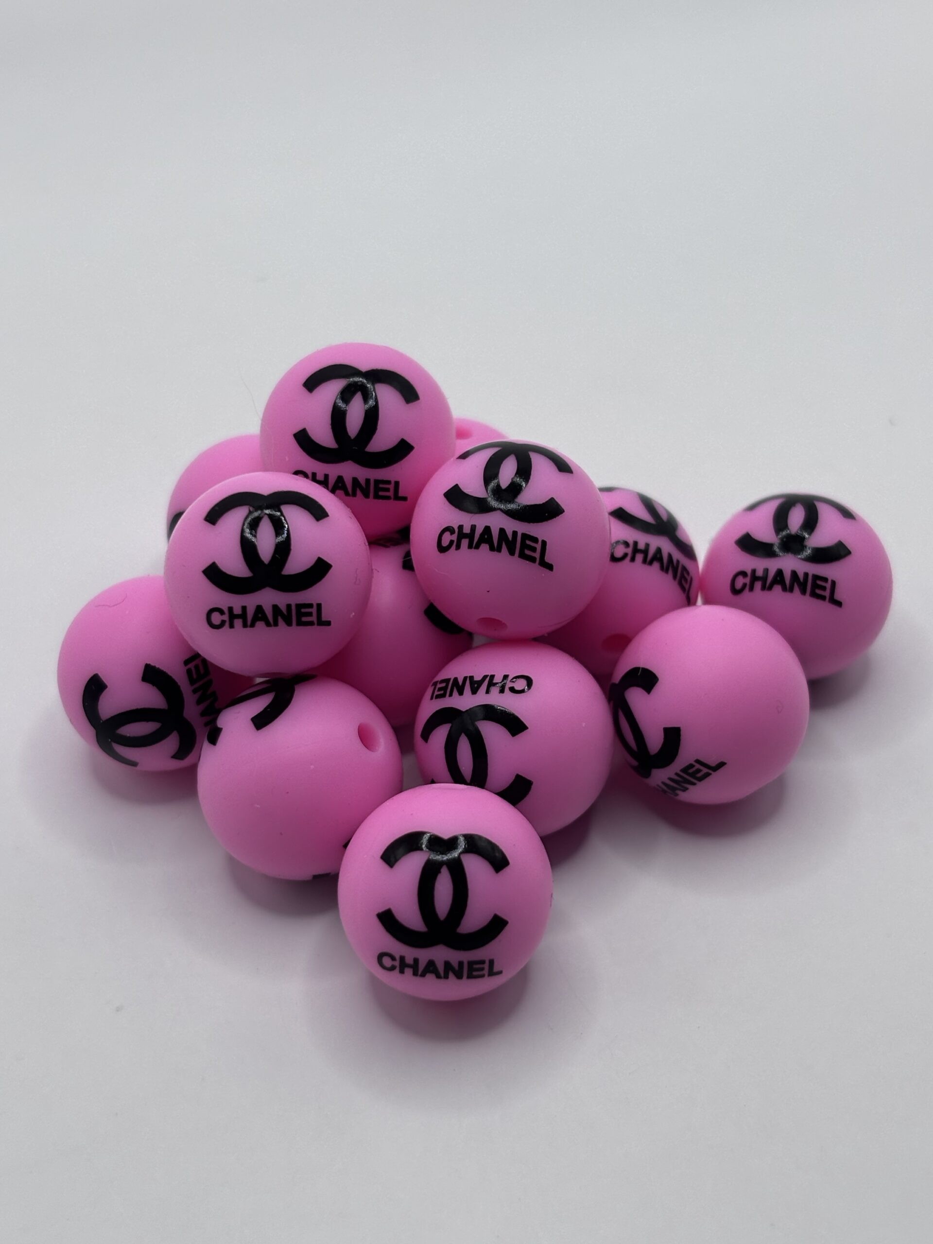 Silicone 15mm Round Pink Chanel beads