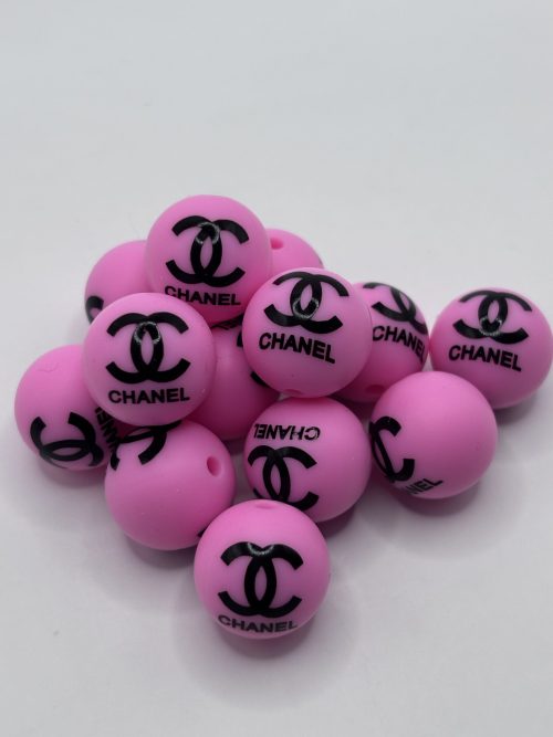 Silicone 15mm Round Pink Chanel beads