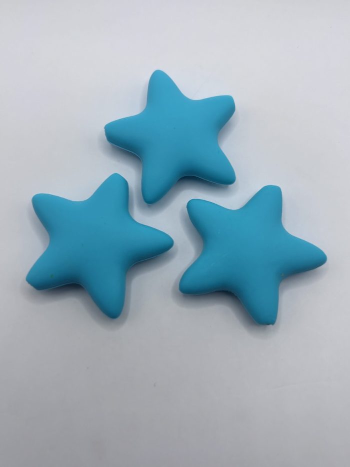 Silicone Teal Star Beads