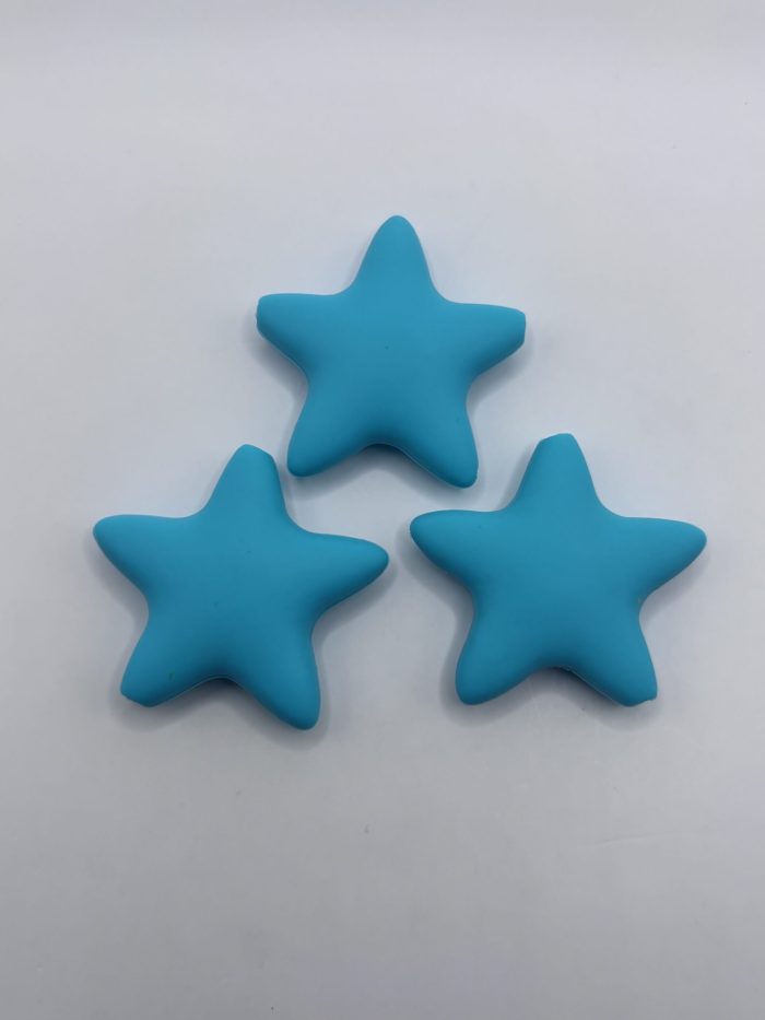 Silicone Teal Star Beads