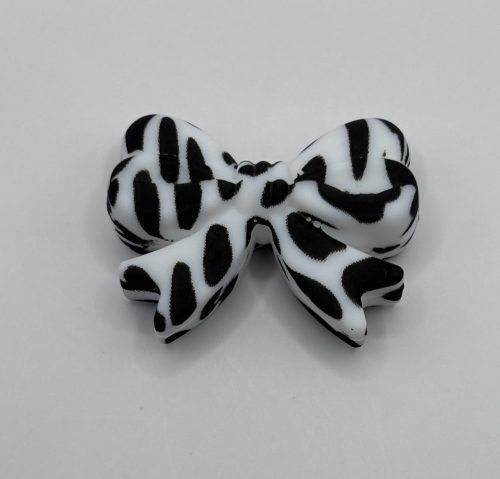 Silicone White Cow Print Bow Beads