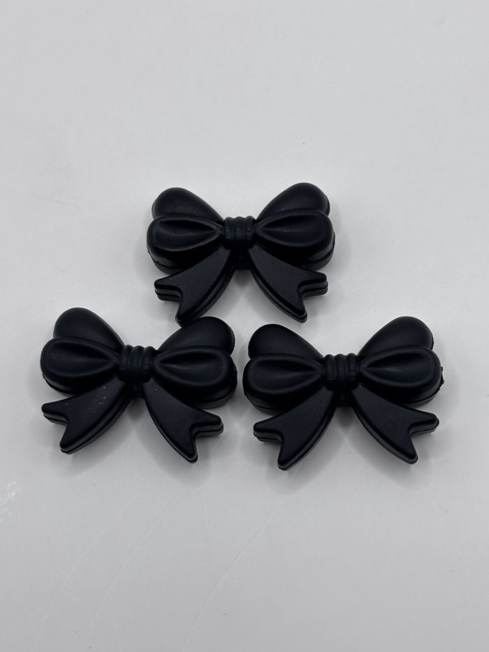 Silicone Black Bow Beads